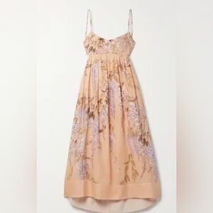 ZIMMERMANN ROSA BRALETTE MIDI DRESS LILAC WISTERIA FLORAL